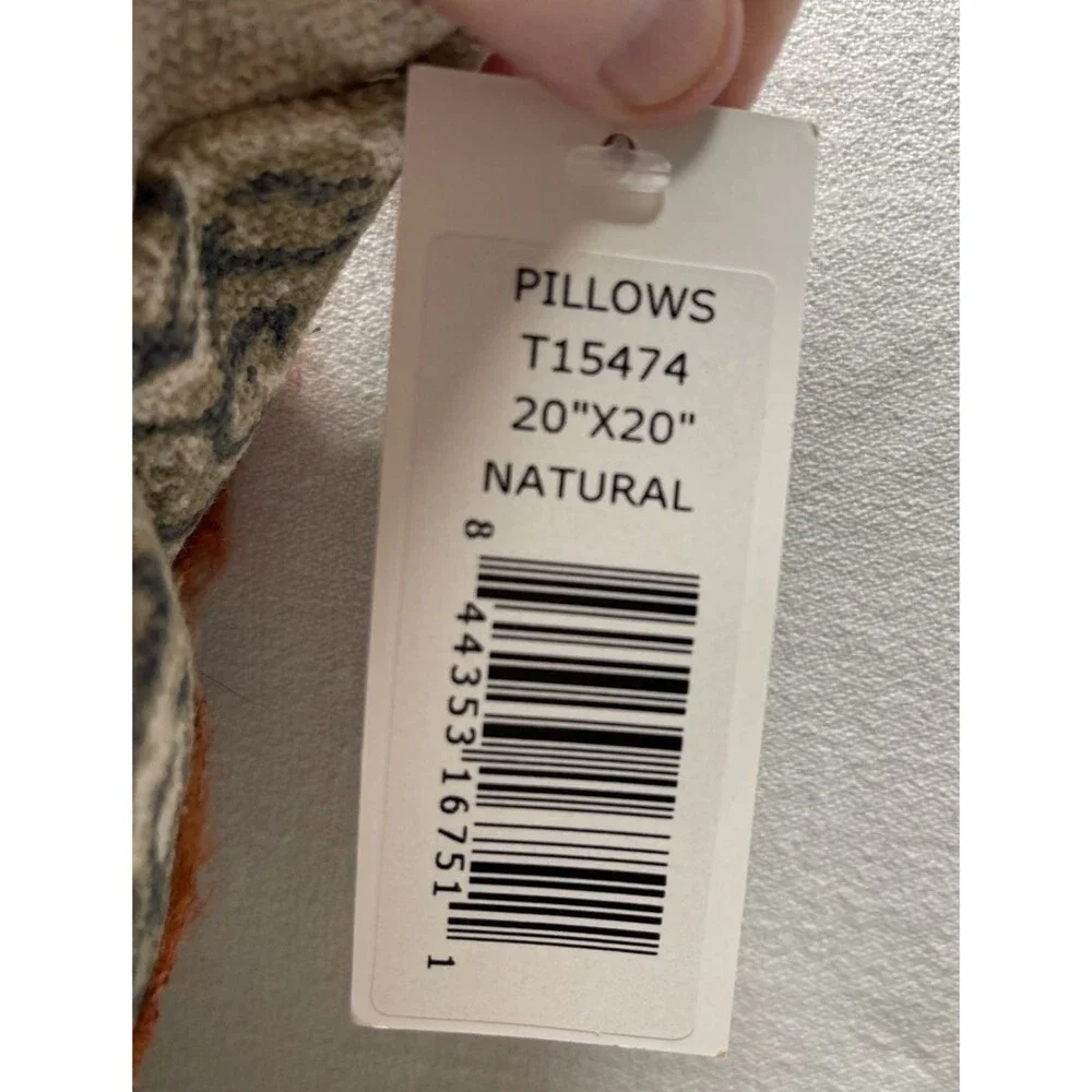 Rizzy Home Hand Crafted Medallion Decorative Pillow Natural Blue Rust New w/Tags